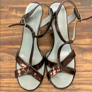 GUCCI Copper Colored Wood Heel